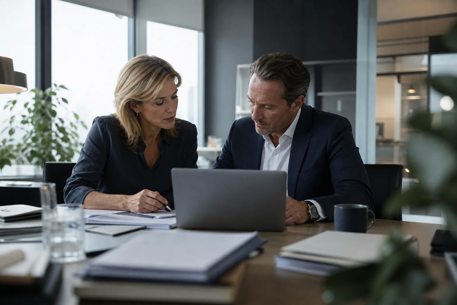 Two lawyers reviewing a matter together